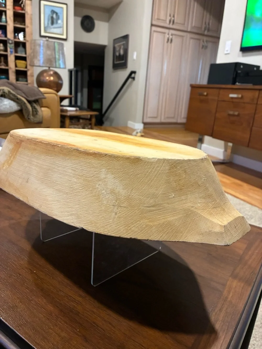 Hand-Carved Dough Bowl - Natural Light Wood Blonde Wood Charger Rustic French
